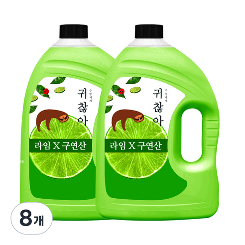 아토세이프 귀찮아 주방세제 라임향, 3L, 8개