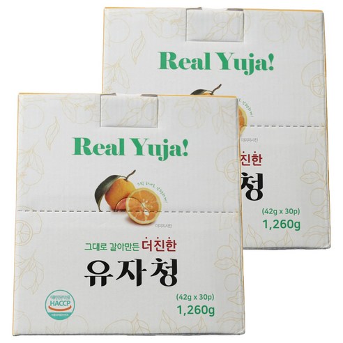 그대로 갈아만든 유자청 차, 42g, 30개입, 2개