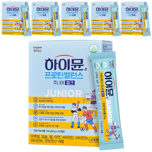 일동후디스 하이뮨 프로틴밸런스 주니어 스틱 밀크 오리지널 15p, 315g, 6개