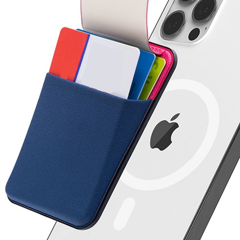 신지모루 아이폰 맥세이프 M 플랩 카드 지갑 파우치 휴대폰 케이스, 네이비, 1개