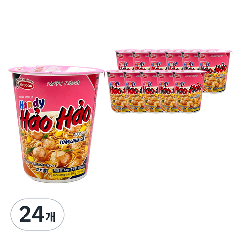 하오하오 에이스쿡 핑크 컵라면 새우맛 68g, 24개