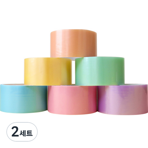비팬시 펄 테이프공 만들기 6종 세트 4.8cm, 핑크, 오렌지, 옐로우, 민트, 블루, 퍼플, 2세트