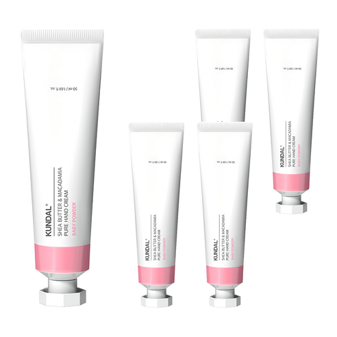 쿤달 시어버터 앤 마카다미아 퓨어 핸드크림 베이비파우더향, 50ml, 5개