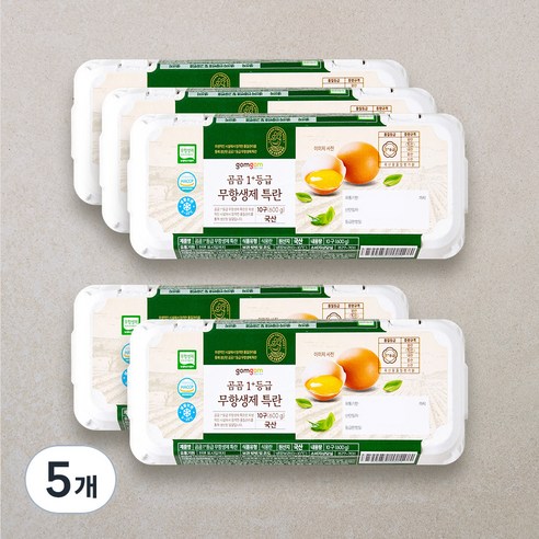 곰곰 1+등급 무항생제 특란, 10구, 5개