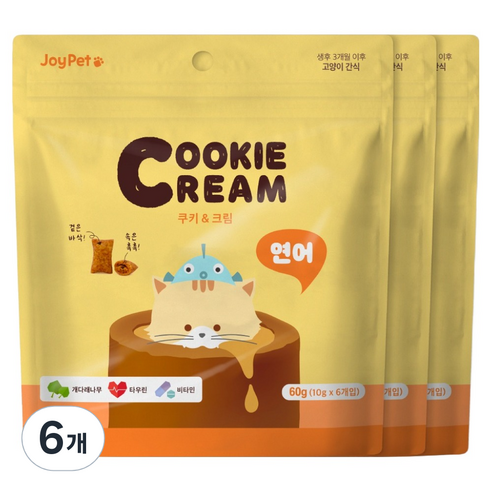 조이펫 고양이 쿠키 앤 크림 간식, 연어, 60g, 6개