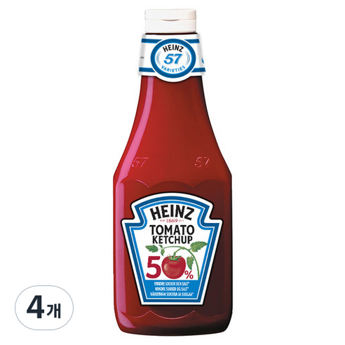 하인즈 50% 슈가 앤 솔트 케찹, 960g, 4개