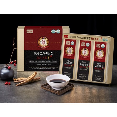 Jungwonsam 6年根高麗紅蔘萃取365隨身飲+購物袋, 300g, 1組- 紅
