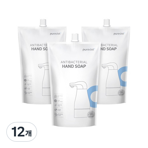 퓨어닷 유아 핸드워시, 무향, 12개, 500ml