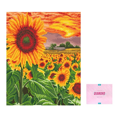 디클레어 액자 캔버스형 보석십자수 DIY 키트 40 x 50 cm, 1세트, 해바라기 노을