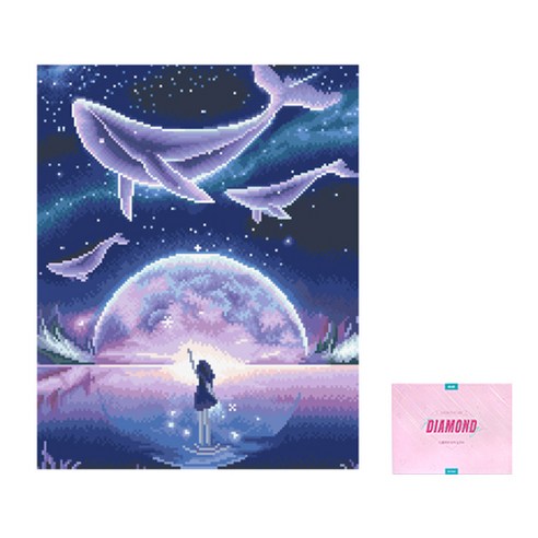 디클레어 액자 캔버스형 보석십자수 DIY 키트 40 x 50 cm, 1세트, 은하수고래
