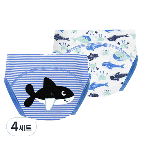 엠케이 순면 배변 훈련 팬티, D상어(블루), 4세트