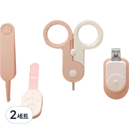 블루마켓 아기사자 네일 4종 세트, 연핑크, 2세트