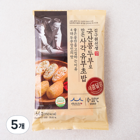 김구원선생 국산콩 두부로 만든 사각 유부초밥, 164g, 5개