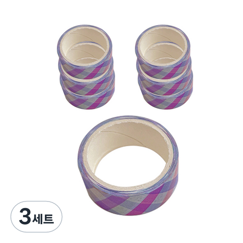 슬로우데코 다꾸 심플 체크 마스킹 테이프 7종 세트, 레인보우, 3세트