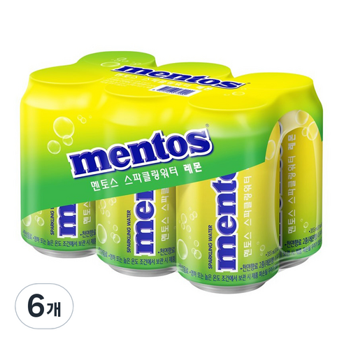 멘토스 스파클링워터 레몬 6p, 355ml, 6개