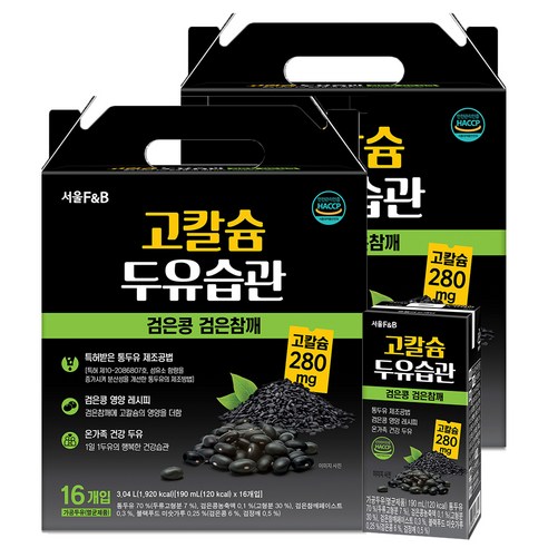 서울에프엔비 고칼슘 두유습관 검은콩 검은참깨, 190ml, 32개