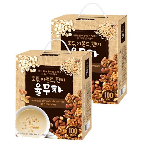 남양유업 호두 아몬드 현미 율무차, 18g, 100개입, 2개