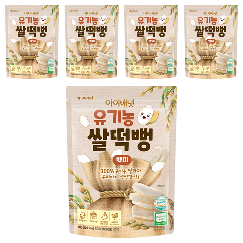 아이배냇 유아용 유기농 쌀떡뻥 30g, 5개, 백미