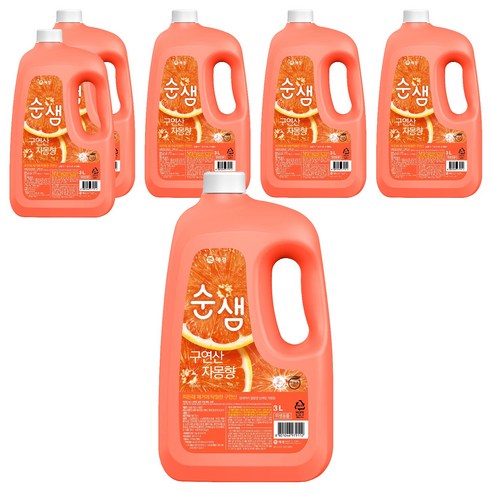 순샘 구연산 자몽향 주방세제, 6개, 3L