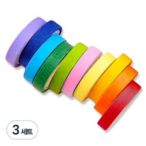 레더스 무지개 종이 마스킹 테이프 10종 세트, 혼합색상, 3세트