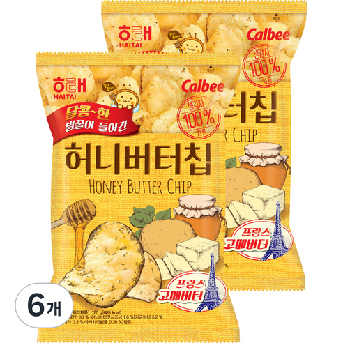 (주)농심 해태 허니버터칩 120g, 6개