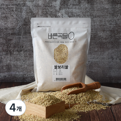 바른곡물 국산 쌀보리쌀, 1kg, 4개