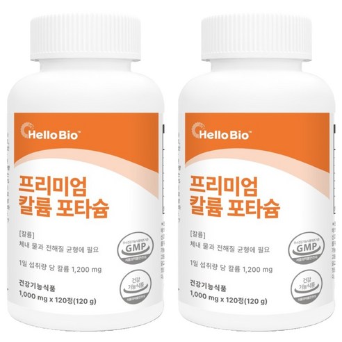 헬로바이오 프리미엄 칼륨 포타슘 120g, 2개, 120정