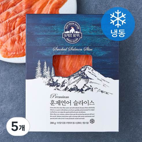 화이트베어 프리미엄 훈제 연어 슬라이스 (냉동), 5개, 200g