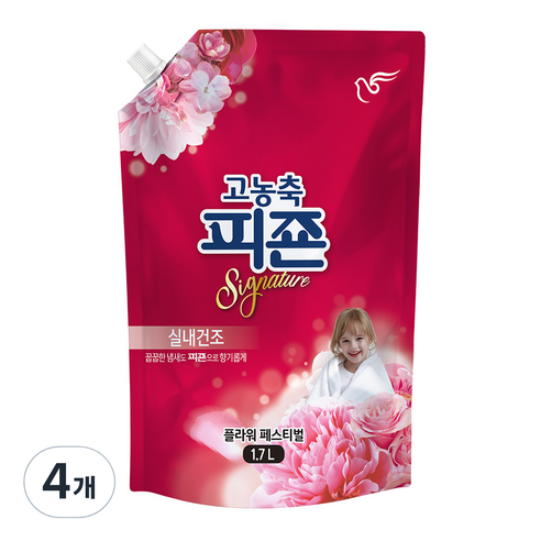 피죤 고농축 피죤 시그니처 플라워페스티벌 리필, 1.7L, 4개