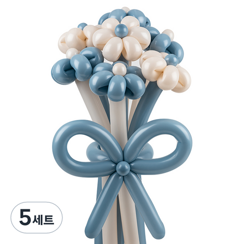 셈퍼텍스 요술풍선 데이지 튤립 꽃다발 만들기 세트, 더스크 크림블루 2색혼합, 5세트