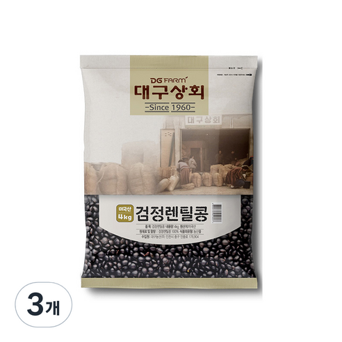 대구상회 검정렌틸콩, 4kg, 3개