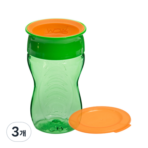 와우컵 키즈 트라이탄 컵 296 ml, 그린, 3개