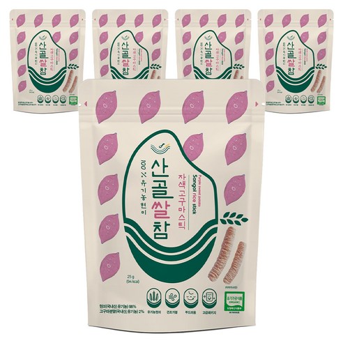 에코맘의산골이유식 산골쌀참, 자색고구마, 25g, 5개