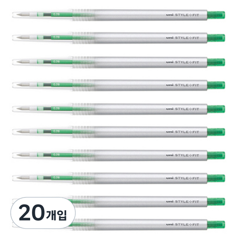 미쓰비시 스타일핏트 단색펜 0.28mm UMN-139, 그린, 20개입