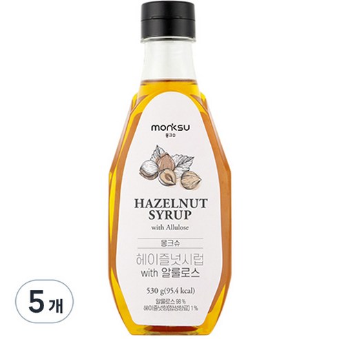 헬스레시피 몽크슈 헤이즐넛시럽 WITH 알룰로스, 530g, 5개