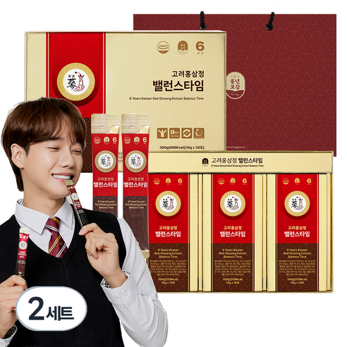 풍년보감 고려홍삼정 밸런스타임 6년근 홍삼스틱 선물세트 + 쇼핑백, 300g, 2세트