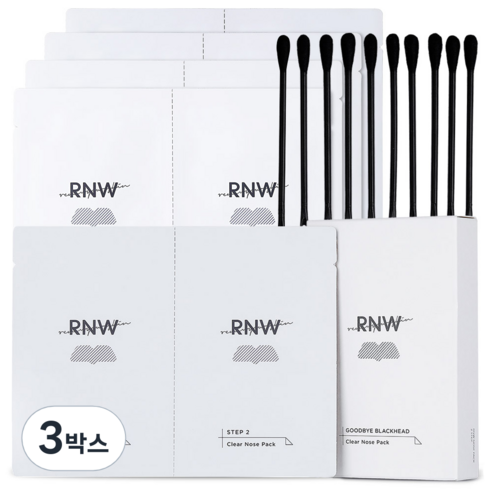 알엔더블유 투스텝 클리어 노우즈 블랙헤드 진정 코팩, 5매입, 3개