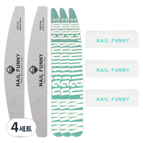 퍼니 네일케어 지브라파일 2종 + 우드파일 3p + 샌딩사각블럭 3p, 4세트, 혼합색상