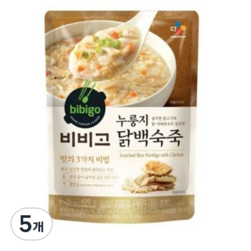 비비고 누룽지 닭백숙죽, 420g, 5개