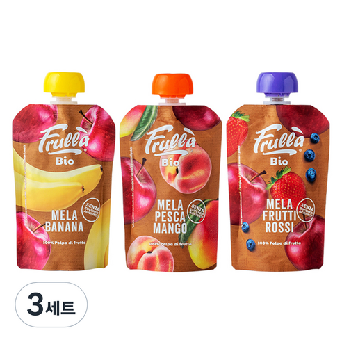 푸루라퓨레 유기농 생과일 혼합맛 사과 바나나 + 사과 복숭아 망고 + 사과 블루베리 딸기 100g 세트, 3세트