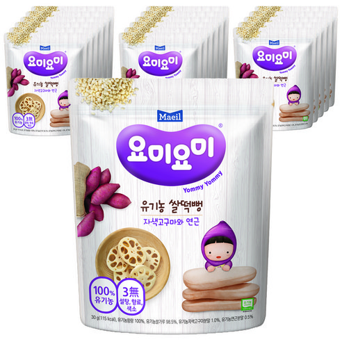 매일유업 요미요미 유기농 쌀떡뻥 30g, 자색고구마와 연근, 18개