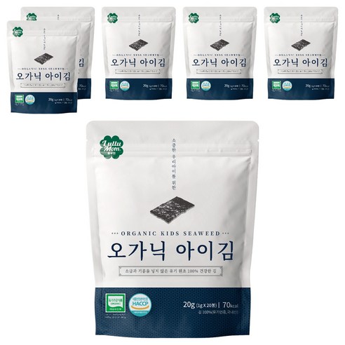 룰루맘 오가닉 아이김 20봉, 김맛, 6개, 20g