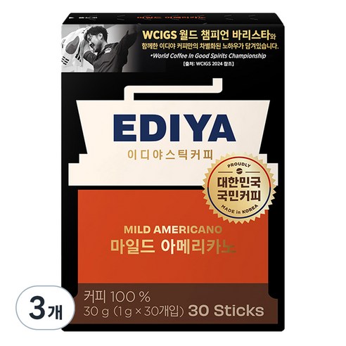 이디야 마일드아메리카노, 1g, 30개입, 3개