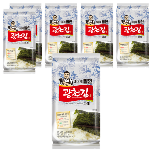 광천김 3대째 달인 파래김, 15g, 6개