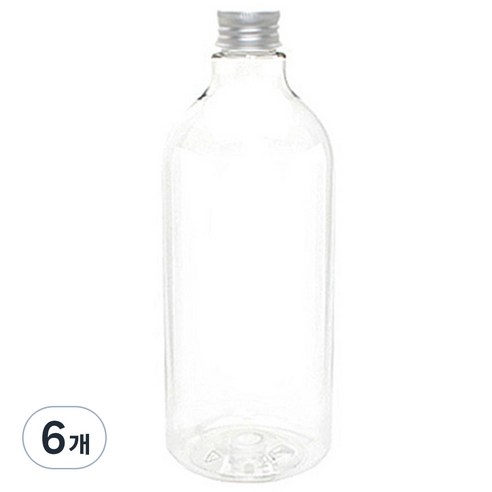 DN1000 투명 음료용기 알루미늄 실버캡, 1L, 6개