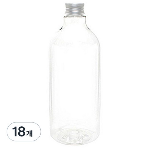 DN1000 투명 음료용기 알루미늄 실버캡, 1L, 18개
