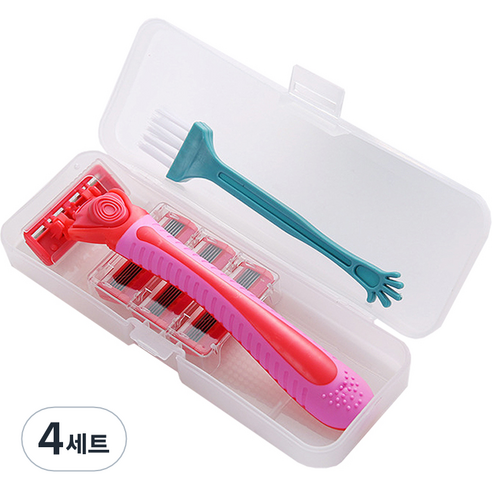 리앤베르 여성용 면도기 + 면도날 3p 세트 레드, 4세트