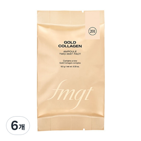 fmgt 골드 콜라겐 투웨이 팩트 파우치 리필 9.5g, 201 애프리콧 베이지, 6개