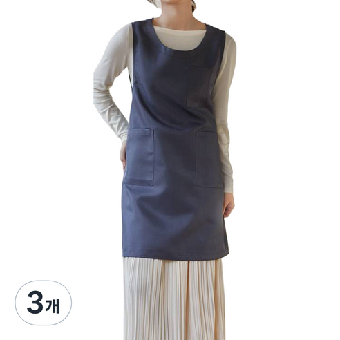 U넥 라인 앞치마, 그레이, 3개