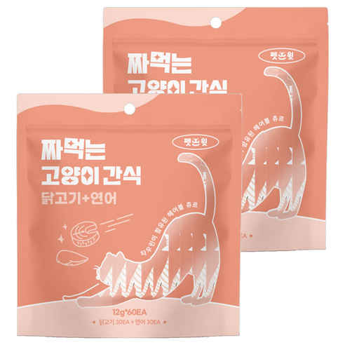 펫스윗 짜먹는 고양이 간식 60p, 혼합맛(닭고기/연어), 720g, 2개